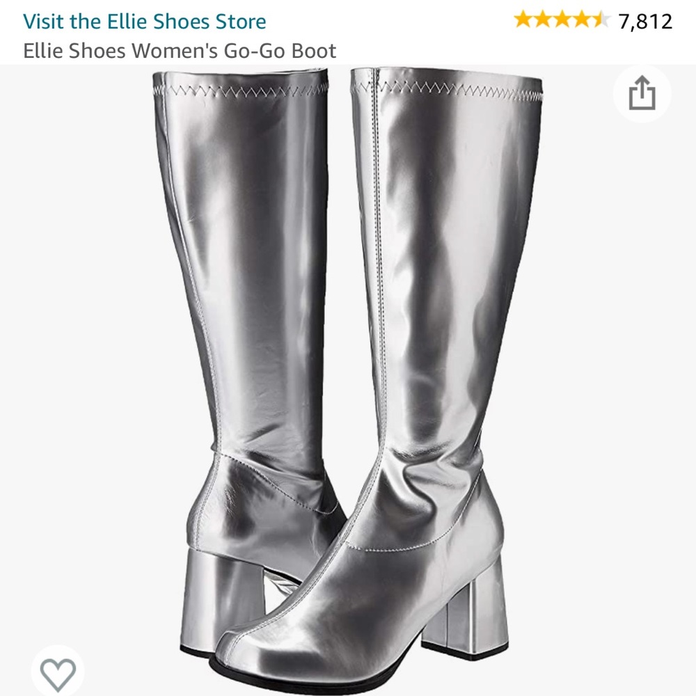 Silver Gogo Knee High Boots Size 8